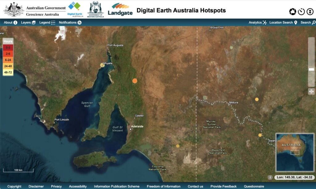 Digital Earth Australia Hotspots is an initiative of Geoscience Australia through the Australian Government.