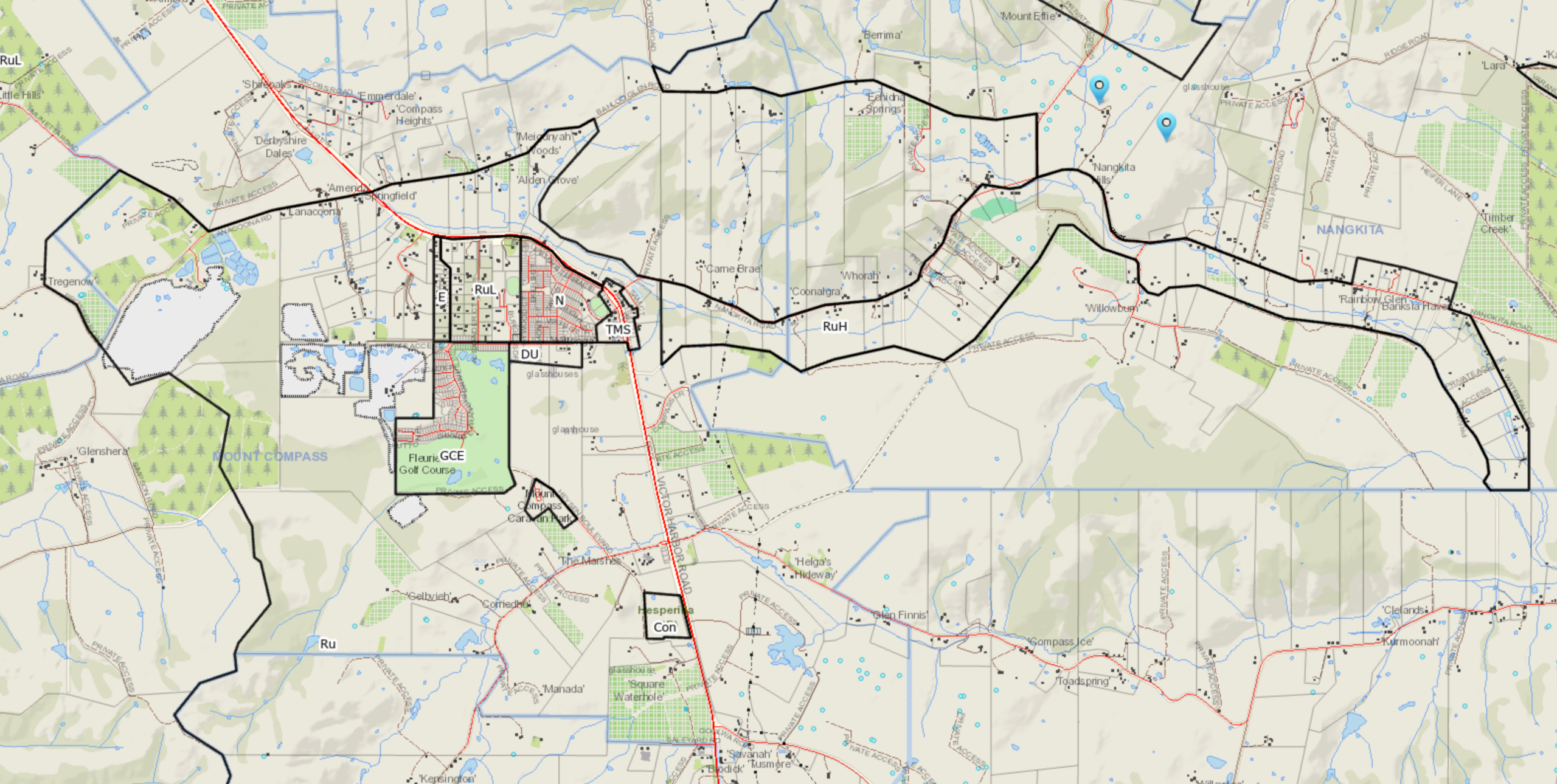 Development zones in Mount Compass area Development zones in Mount Compass area